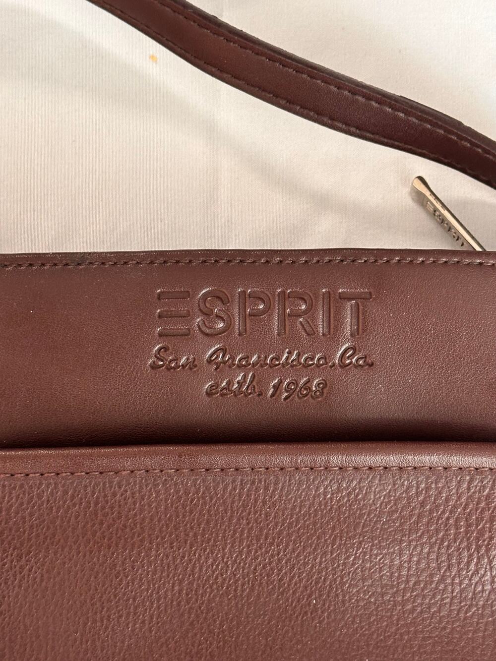 ESPRIT Chocolate Brown Crossbody Bag 90s Y2K Style Minimalist Purse